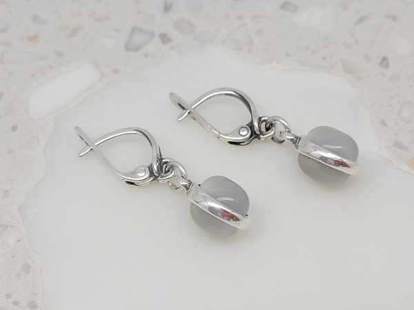 Sidabriniai auskarai su katės akimi - AUM2375