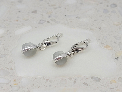 Sidabriniai auskarai su katės akimi - AUM2375