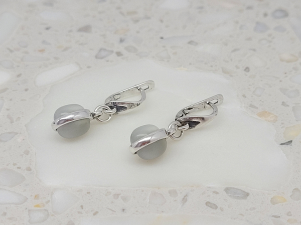 Sidabriniai auskarai su katės akimi - AUM2375