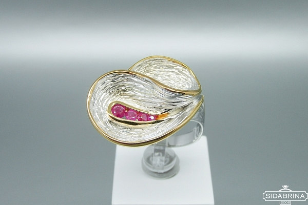 Žiedas su rožiniais safyrais - ZDM1305