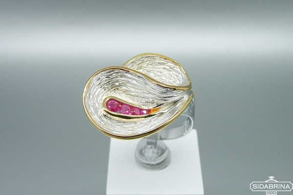 Žiedas su rožiniais safyrais - ZDM1310