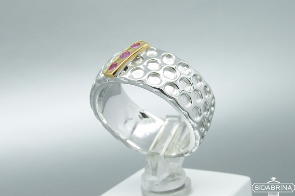 Žiedas su rožiniais safyrais - ZDM875